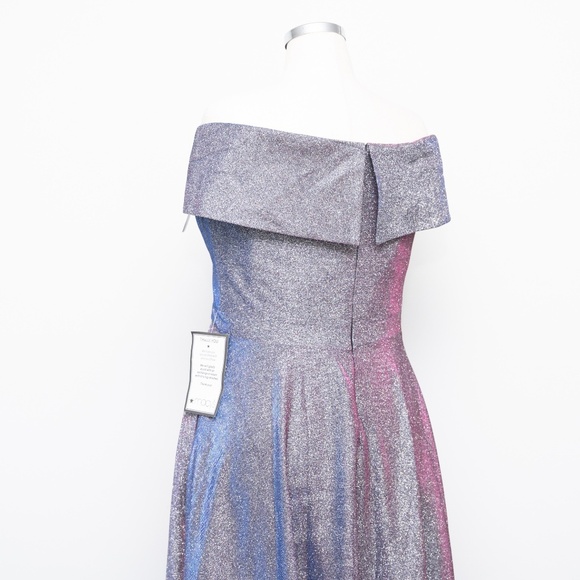 Xscape Evenings - Glitter Off the Shoulder Gown - Picture 12 of 14